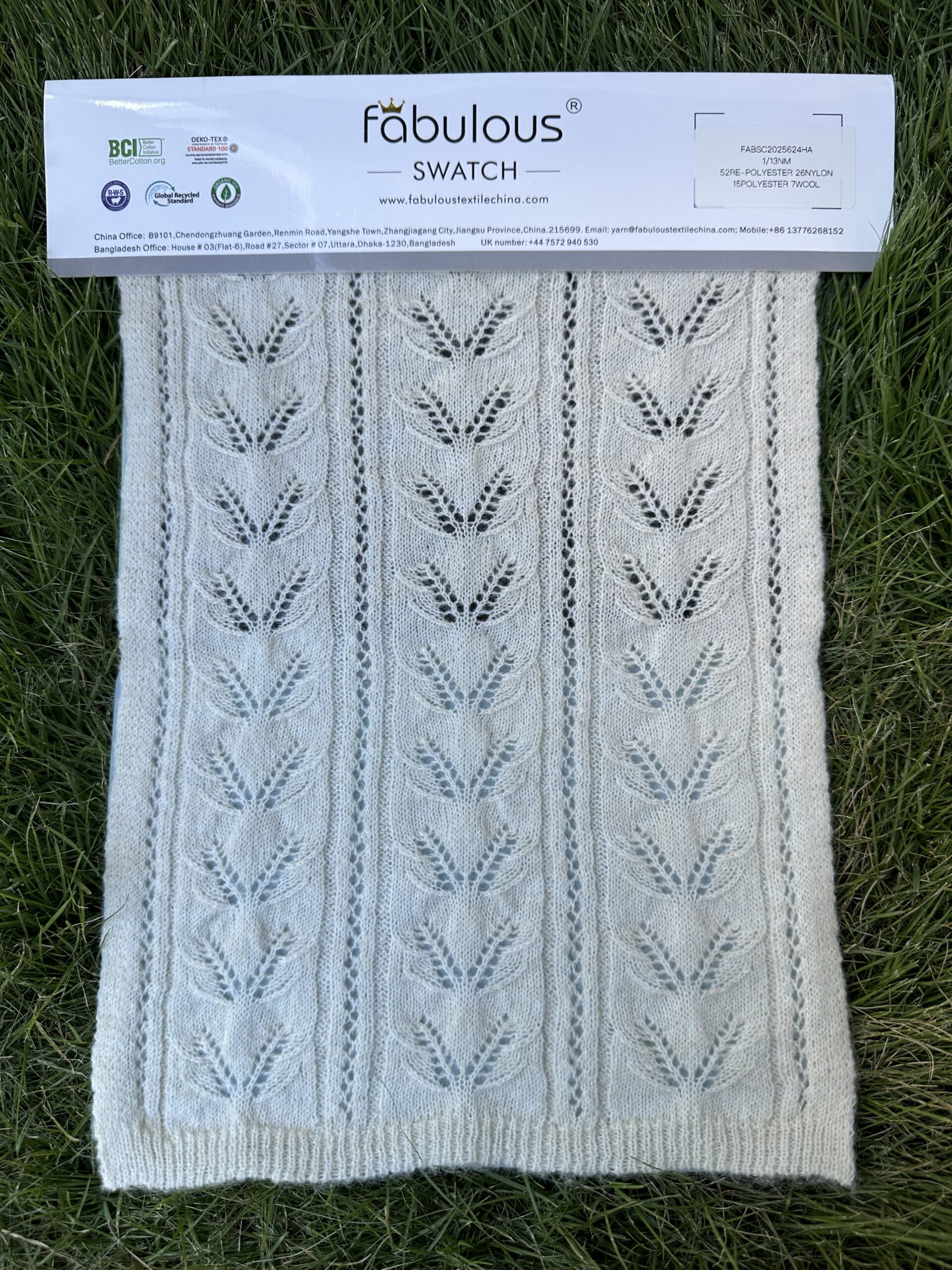 1/13NM 52RE-POLYESTER 26NYLON 15POLYESTER 7WOOL