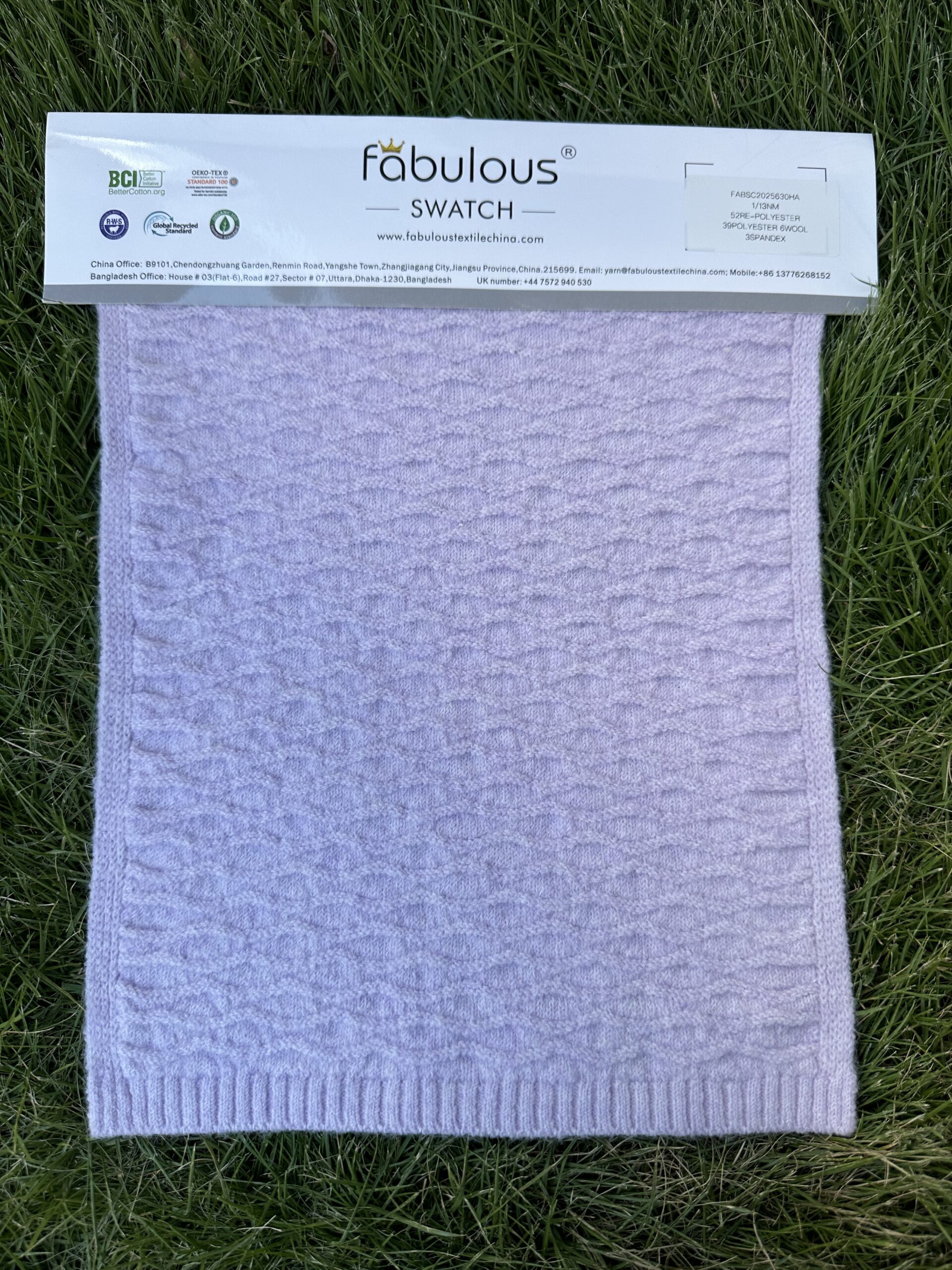 1/13NM 52RE-POLYESTER 39POLYESTER 6WOOL 3SPANDEX