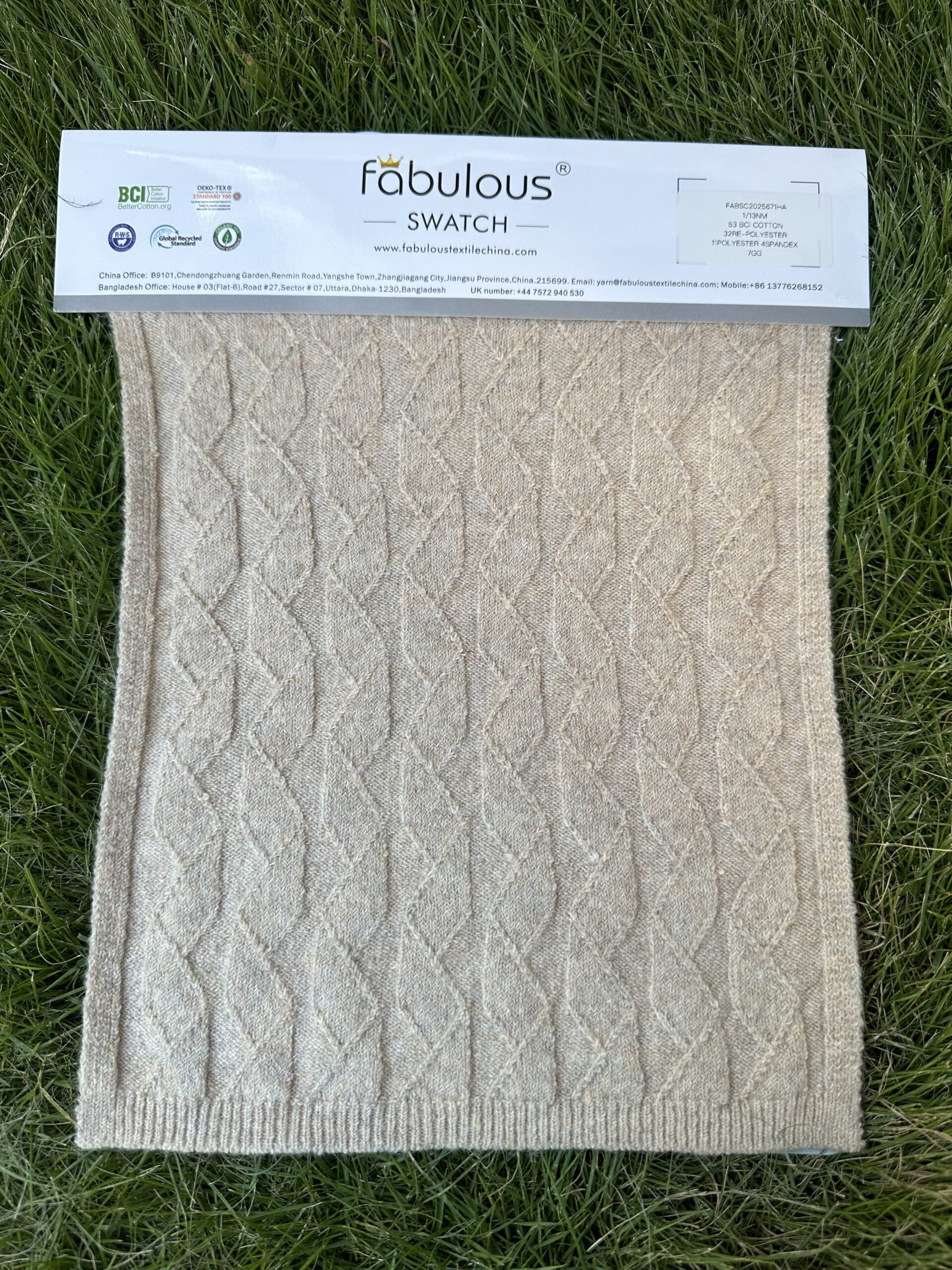 1/13NM 53BCI COTTON 32RE-POLYESTER 11POLYESTER 4SPANDEX 7GG