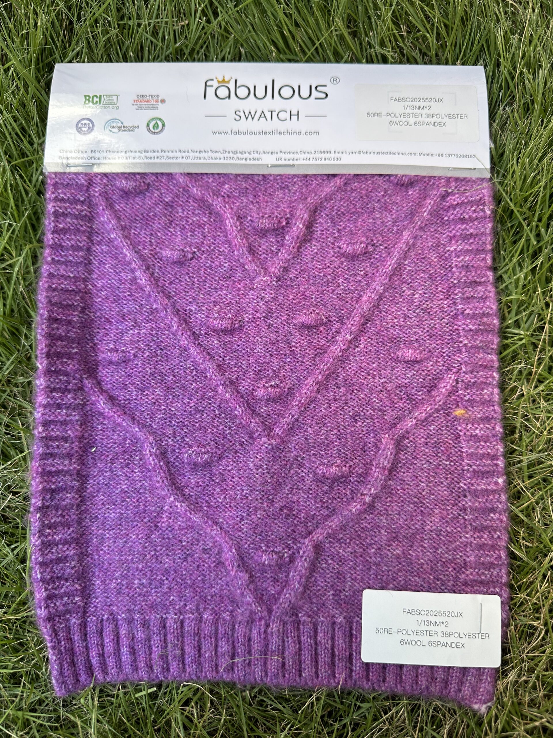 1/13NM*2 50RE-POLYESTER 38POLYESTER 6WOOL 6SPANDEX