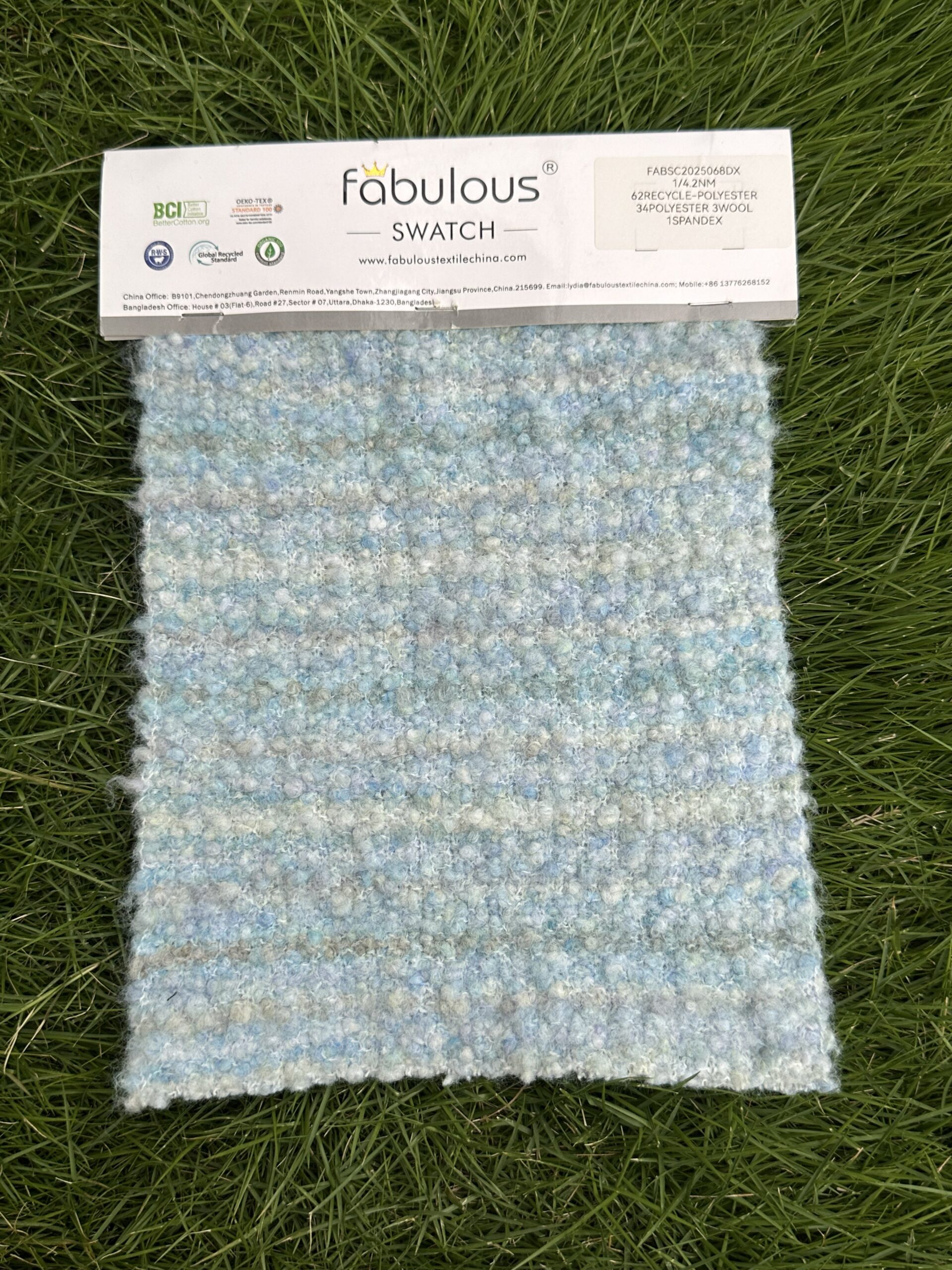 1/4.2NM 62RE-POLYESTER 34POLYESTER 3WOOL 1SPANDEX