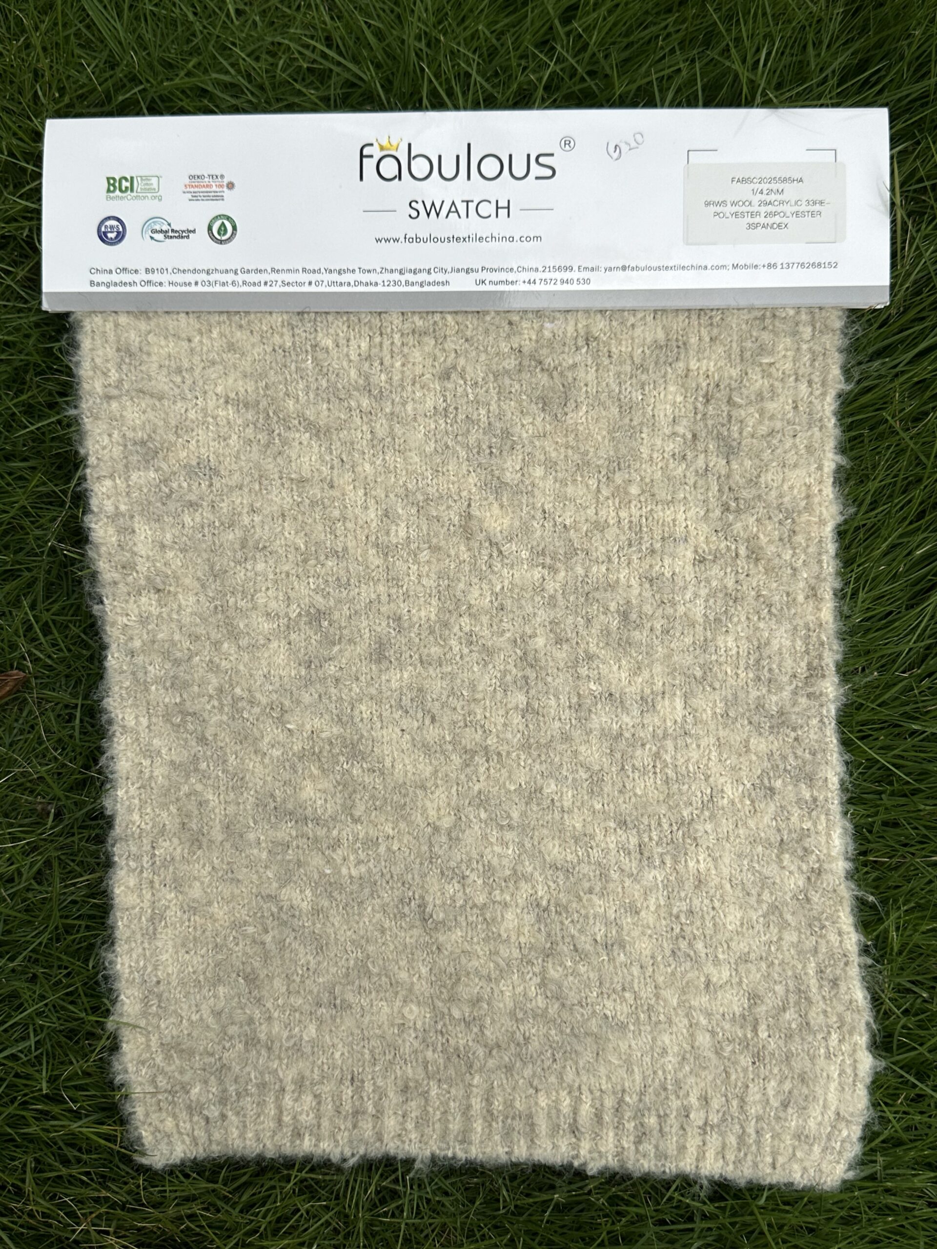 1/4.2NM 9RWS WOOL 29ACRYLIC 33RE-POLYESTER 26POLYESTER 3SPANDEX