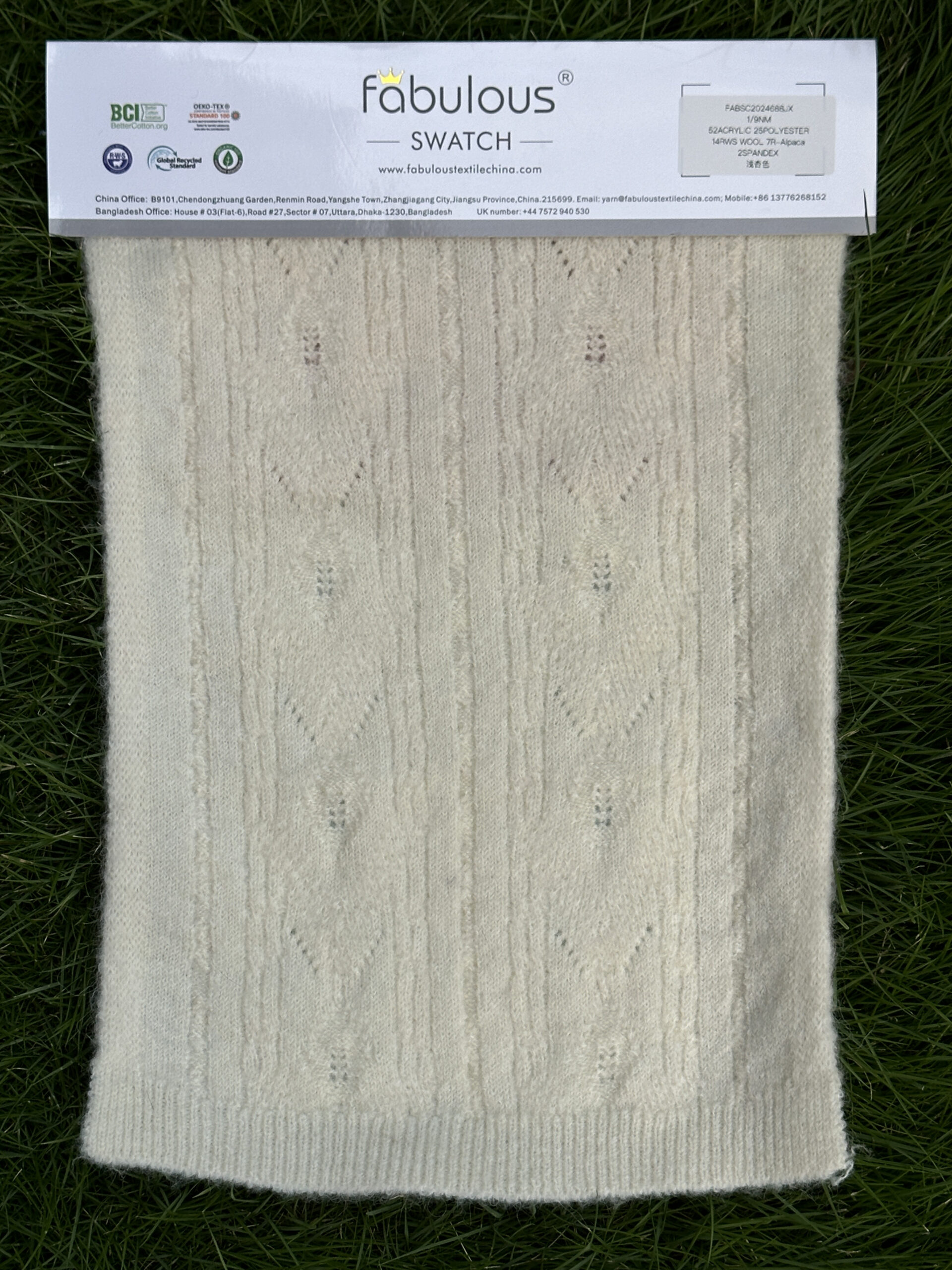 1 9NM 52ACRYLIC 25POLYESTER 14RWS WOOL 7R-ALPACA 2SPANDEX