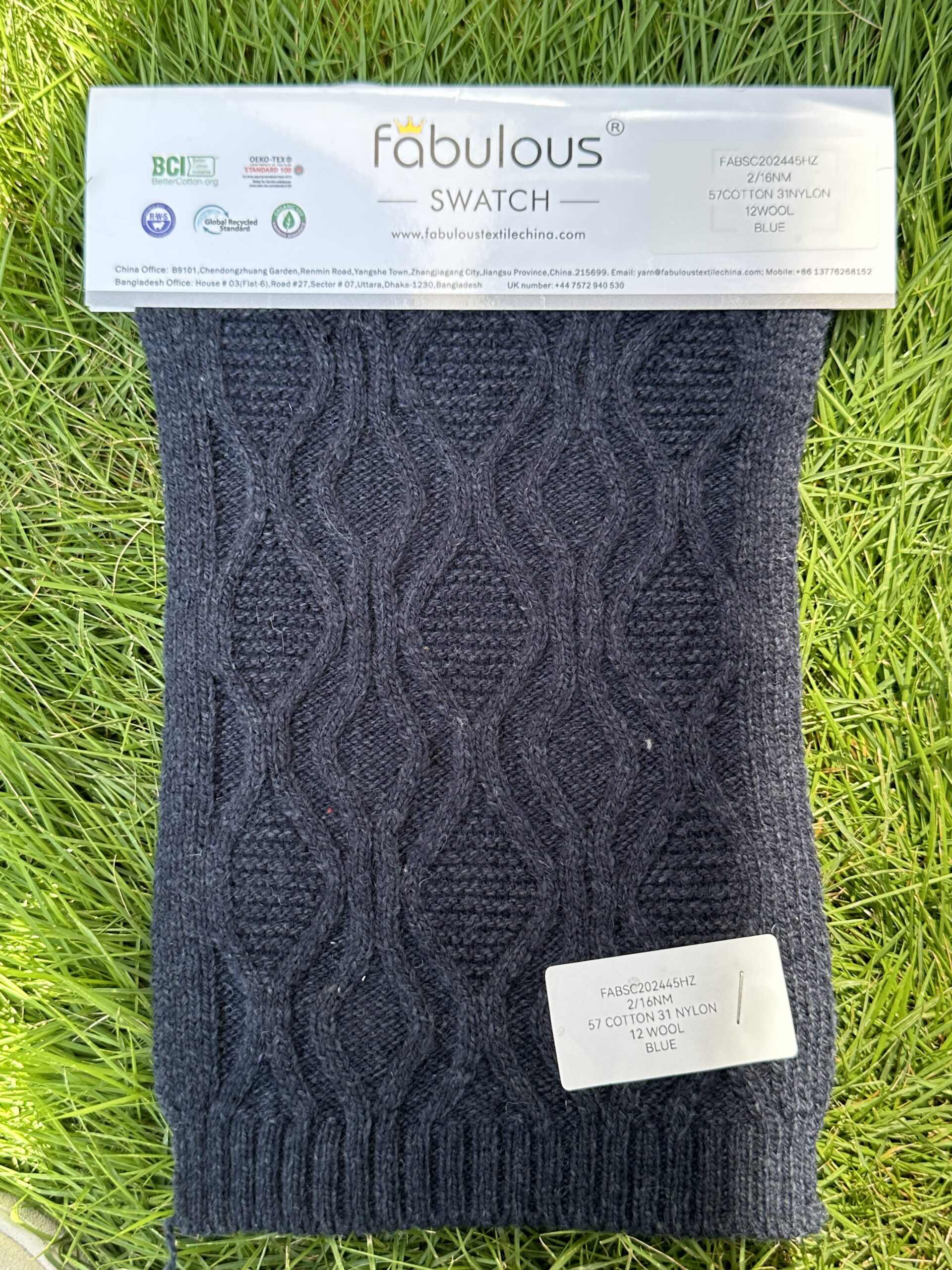 2/16NM 57COTTON 31NYLON 12WOOL BLUE