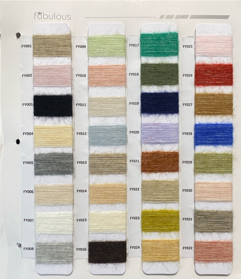 FABSC2024189YL Brushed Yarn 1/13NM 69RE-POLYESTER 23ACRYLIC 6RWS WOOL 2SPANEX